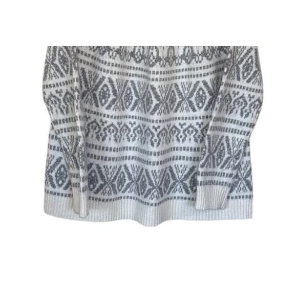 Not For Sale J.Jill Fair Isle Sweater Women Medium White Winter Cozy Cotton - Picture 4 of 8